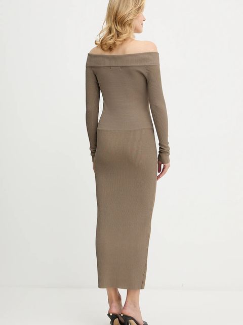 Armani Exchange sukienka kolor zielony midi dopasowana XW001313 AF10352