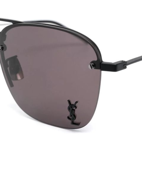 Saint Laurent Eyewear logo-plaque sunglasses - Black