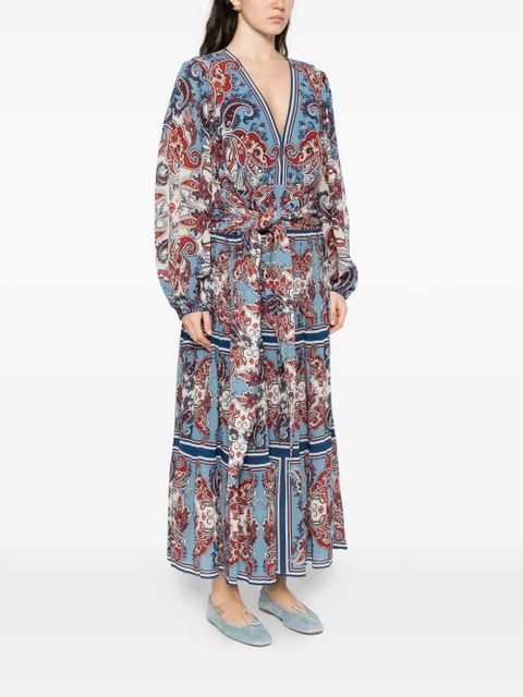 FARM Rio Paisley Scarf tie-waist maxi dress - Blue