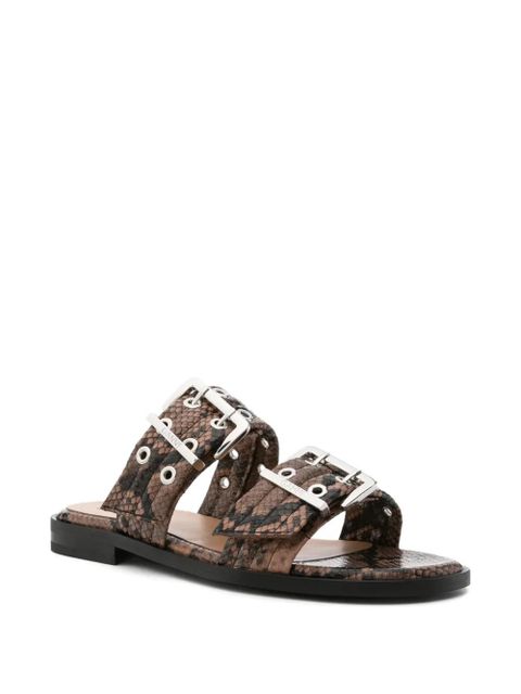 GANNI buckle-fastening snakeskin-effect sandals - Brown - zdjęcie produktu nr 2