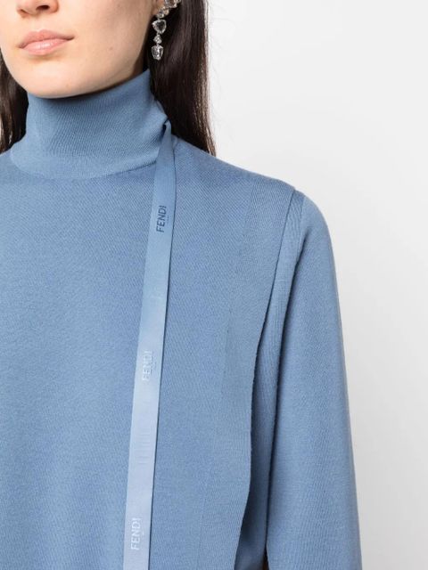FENDI logo-detail wool sweater - Blue