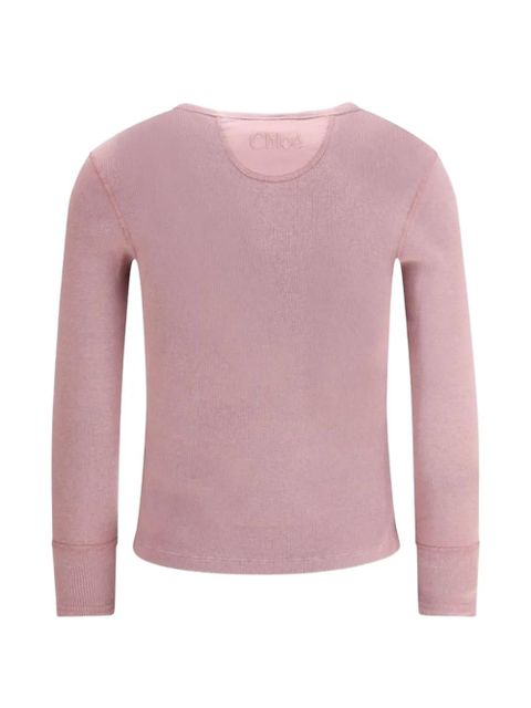 Chloé ribbed button-fastening T-shirt - Pink - zdjęcie produktu nr 2