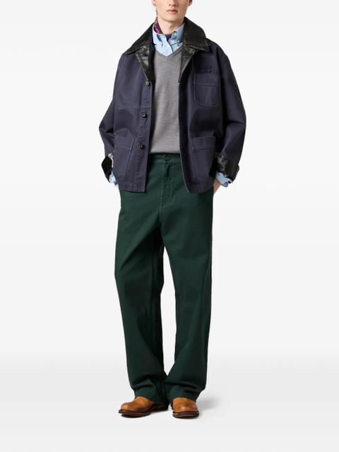 Miu Miu V-neck intarsia-logo T-shirt - Grey - zdjęcie produktu nr 2