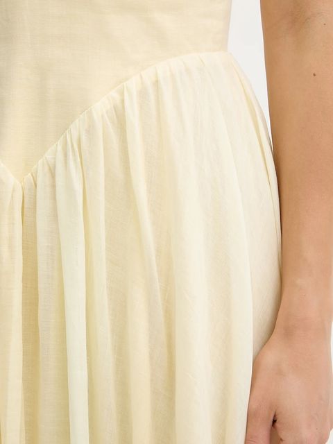 Bardot sukienka kolor żółty maxi rozkloszowana 59963DB