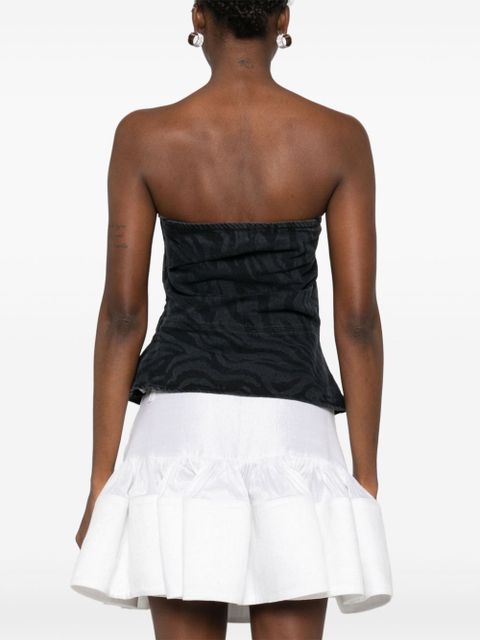 ROTATE BIRGER CHRISTENSEN zebra-print denim top - Black