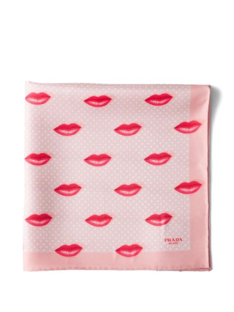 Prada printed silk twill scarf 55 x 55 - Pink - zdjęcie produktu nr 1