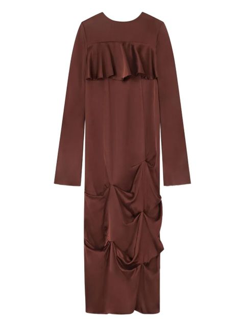 GANNI ruffled maxi dress - Brown
