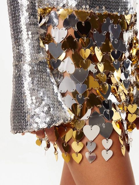 Rabanne heart-paillettes chainmail mini skirt - Gold