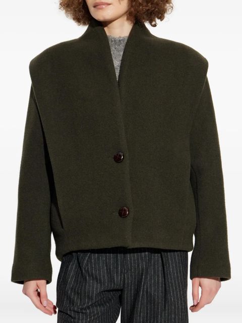 ISABEL MARANT padded-shoulder wool coat - Green