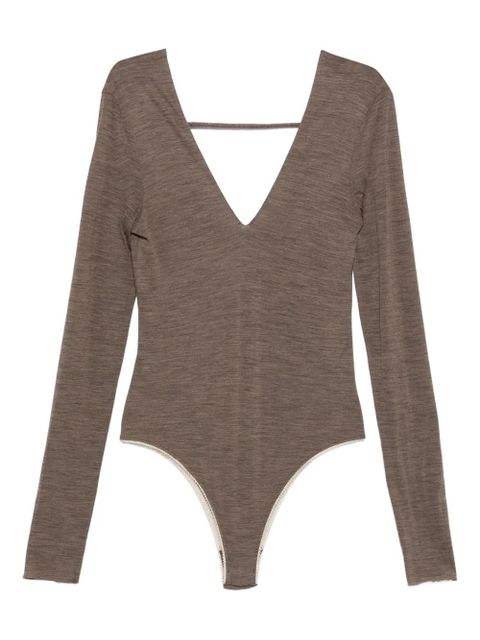 Alysi V-neck long-sleeve bodysuit - Brown - zdjęcie produktu nr 1