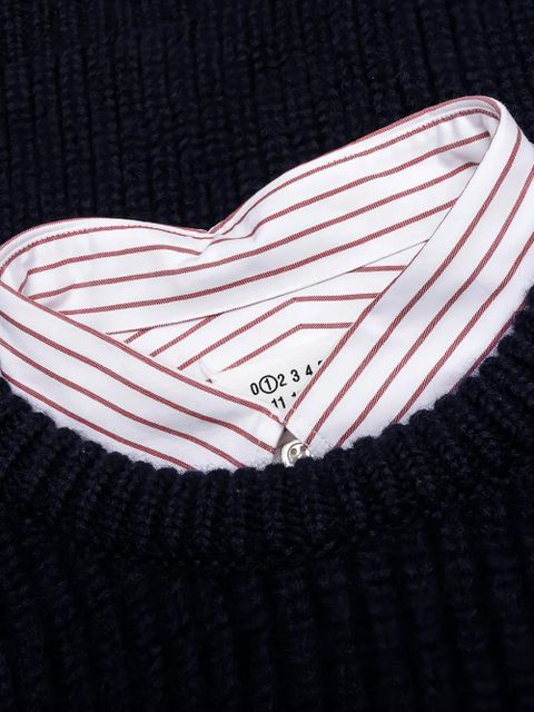 Maison Margiela layered shirt-panelled sweater - Black