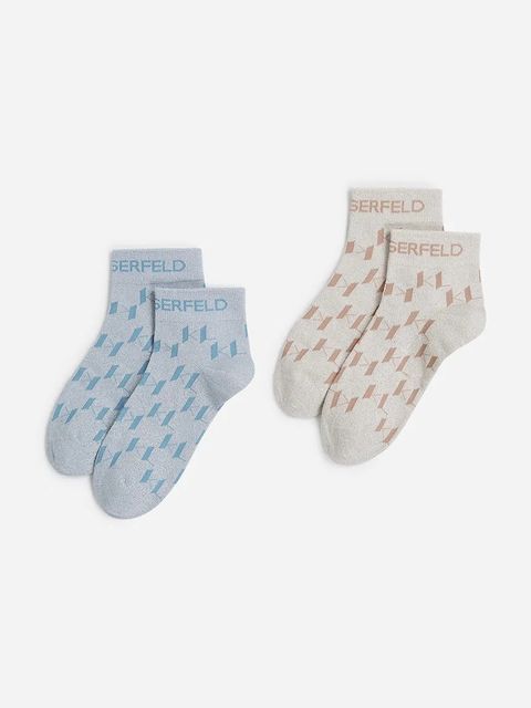 Karl Lagerfeld skarpetki 2-pack damskie kolor niebieski A2W47007 - zdjęcie produktu nr 1