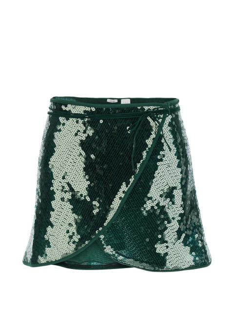 Oséree sequin-embellishment tie-detail mini skirt - Green - zdjęcie produktu nr 1