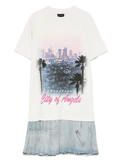 Balenciaga graphic-print layered mini dress - Neutrals - zdjęcie produktu nr 1