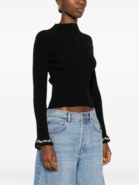 Alexander Wang logo-detail ribbed top - Black - zdjęcie produktu nr 2