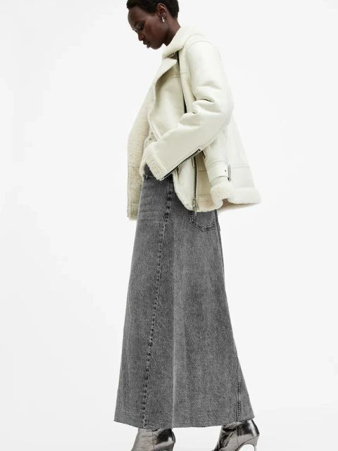 AllSaints spódnica jeansowa NOIR MAXI kolor czarny maxi prosta W023RB