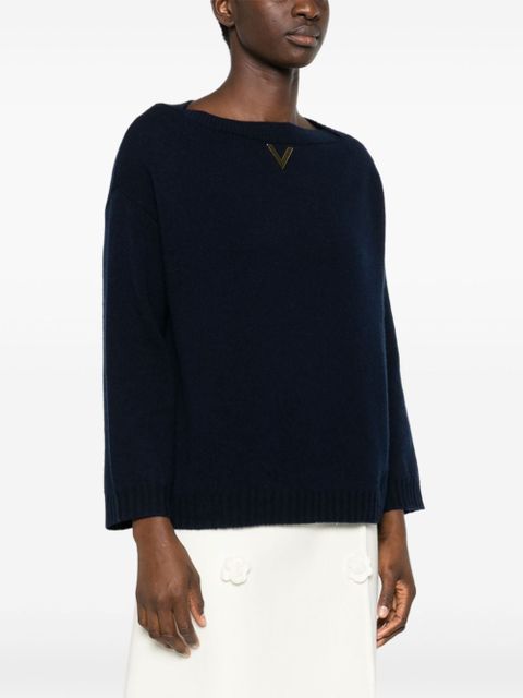 Valentino Garavani logo-plaque sweater - Blue