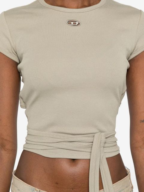 Diesel T-Bunny-Tail tie-detail T-shirt - Neutrals