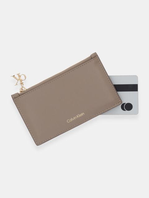 Calvin Klein portfel skórzany damski kolor beżowy LV04F1076G