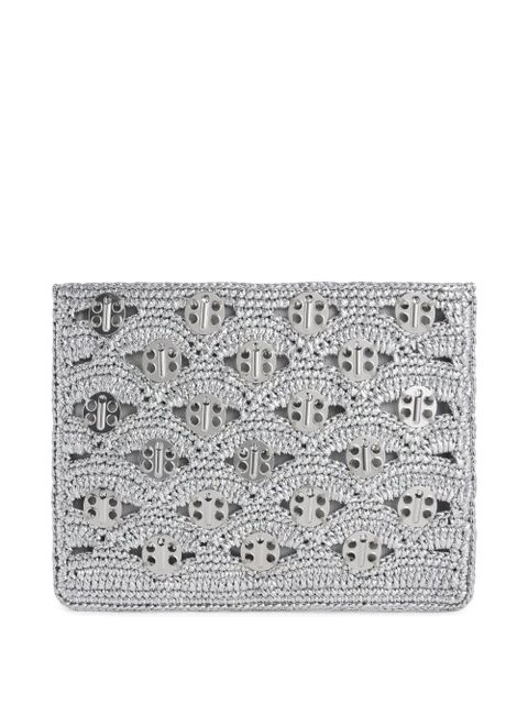 Rabanne raffia clutch bag - Silver - zdjęcie produktu nr 2