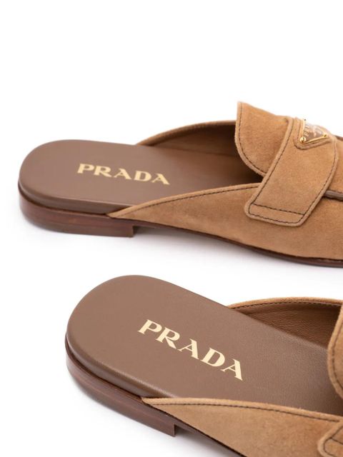 Prada logo-plaque flat mules - Neutrals