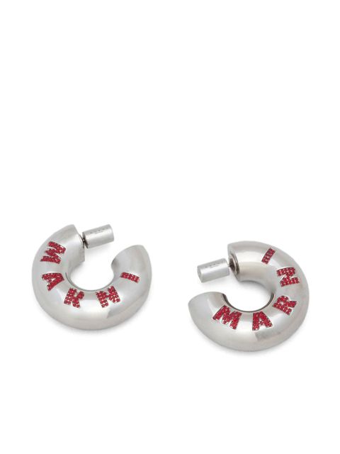 Marni logo-embellished hoop earrings - Silver