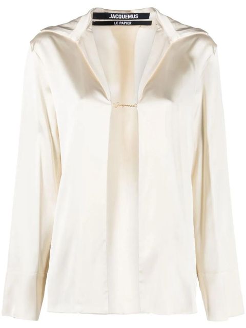 Jacquemus Notte logo plaque blouse - Neutrals - zdjęcie produktu nr 1