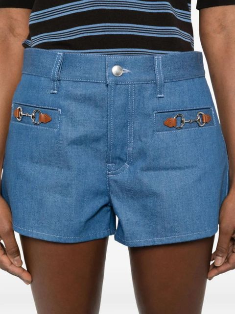 Gucci horsebit-detail cotton denim shorts - Blue