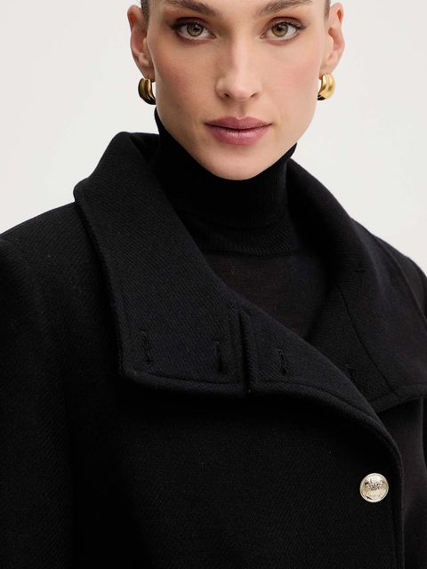 Morgan płaszcz z dodatkiem wełny kolor czarny GALOUA