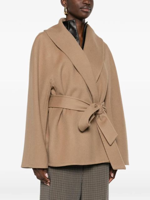 Balenciaga shawl belted jacket - Neutrals