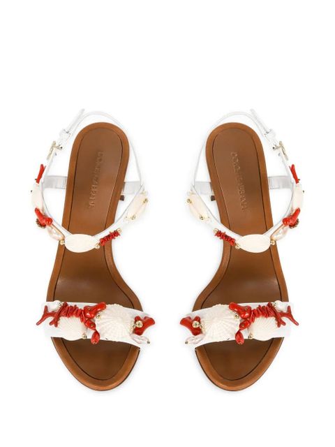 Dolce & Gabbana Keira 60mm shell-appliqué sandals - White