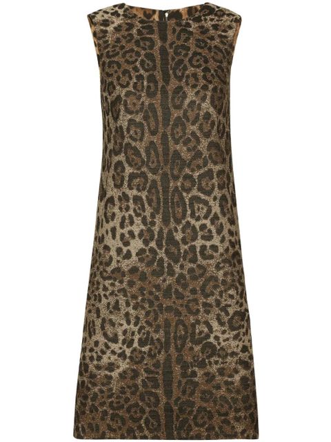 Dolce & Gabbana leopard-jacquard mid-length dress - Brown - zdjęcie produktu nr 1