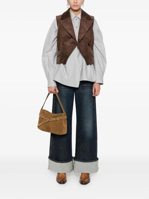 GANNI corduroy buttoned waistcoat - Brown