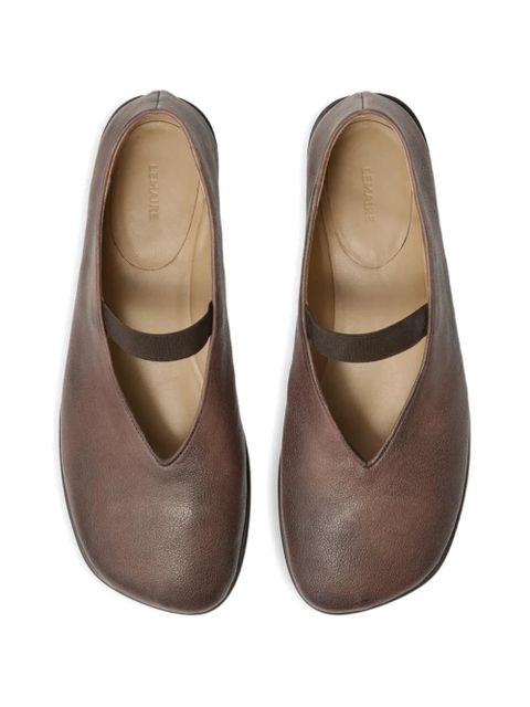 LEMAIRE strap leather ballet flats - Brown