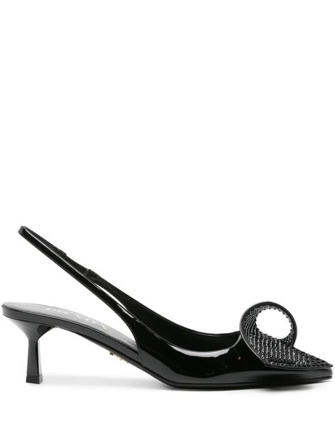 Prada 55mm embellished slingback pumps - Black