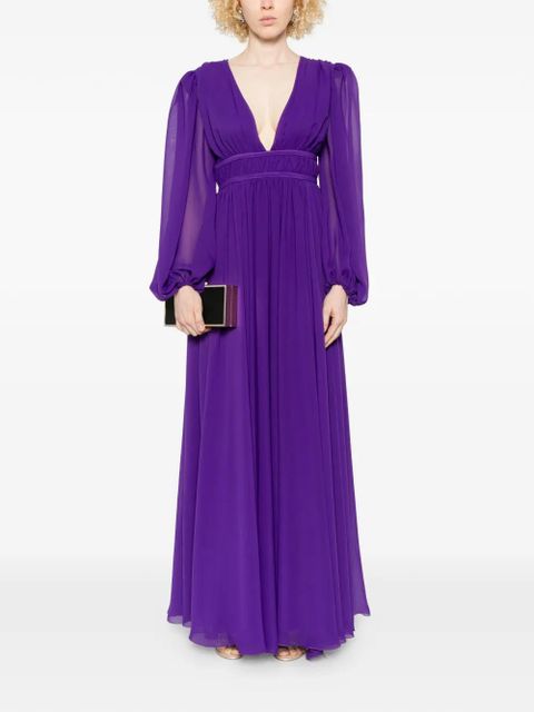 PINKO Pelagos V-neck maxi dress - Purple - zdjęcie produktu nr 2