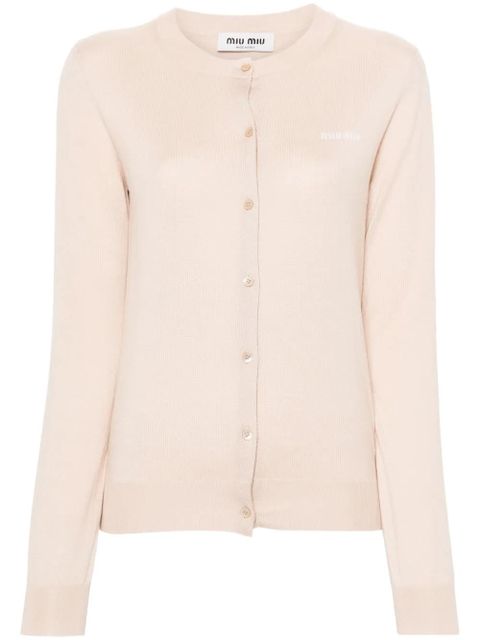 Miu Miu logo-intarsia cardigan - Pink - zdjęcie produktu nr 1