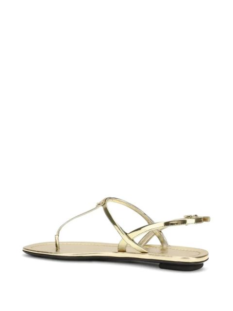 Prada logo-plaque detail sandals - Gold