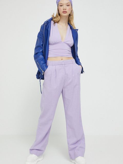 Abercrombie & Fitch bluzka damska kolor fioletowy gładka