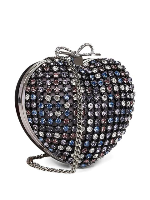 Self-Portrait crystal-embellished heart-shape mini bag - Black