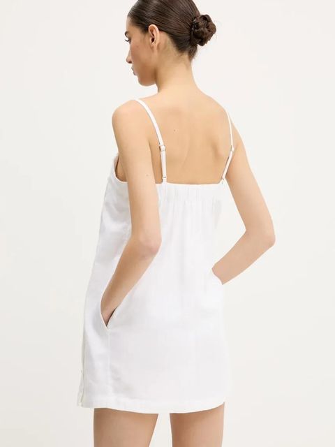 Abercrombie & Fitch sukienka lniana kolor beżowy mini prosta KI159-5696