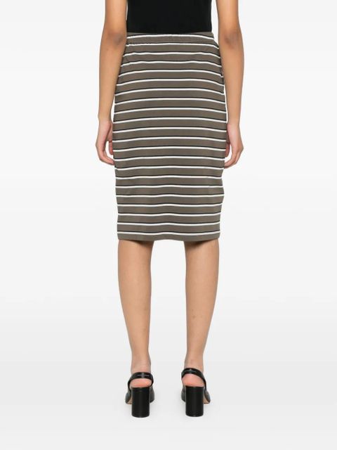 ROTATE BIRGER CHRISTENSEN striped logo-patch midi fitted skirt - Green