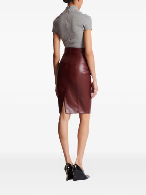Balmain lambskin-leather zip-front mini skirt - Red