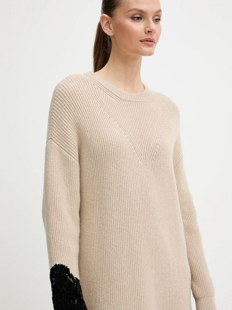 Pinko sukienka z dodatkiem wełny kolor beżowy mini oversize 105504 A2R1