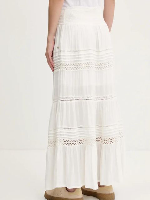 Superdry spódnica kolor beżowy maxi rozkloszowana W7210351A-71D