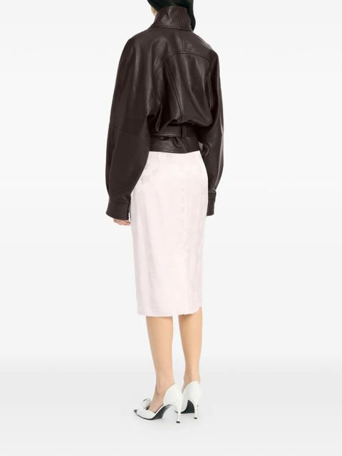 ROTATE BIRGER CHRISTENSEN boxy leather bomber jacket - Brown