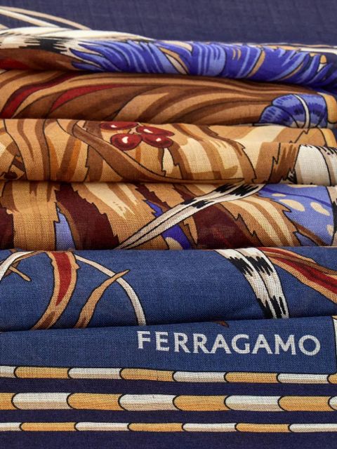 Ferragamo Rooster-print scarf - Blue - zdjęcie produktu nr 2