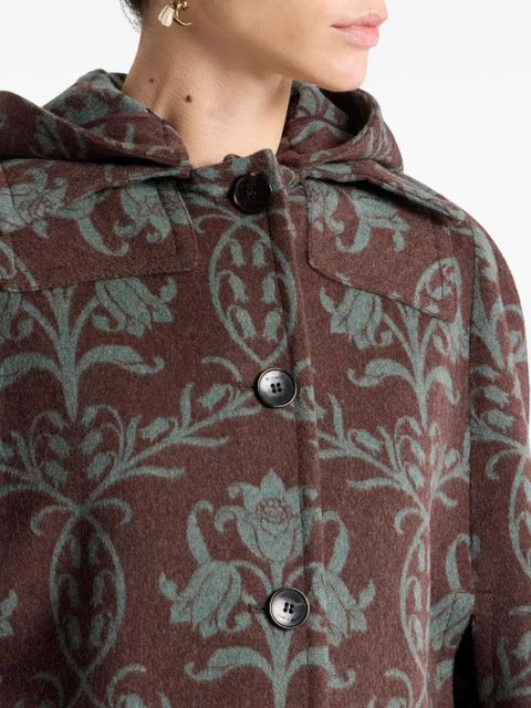 ETRO hooded floral-pattern cape - Red
