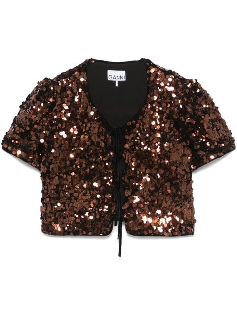 GANNI sequinned blouse - Brown
