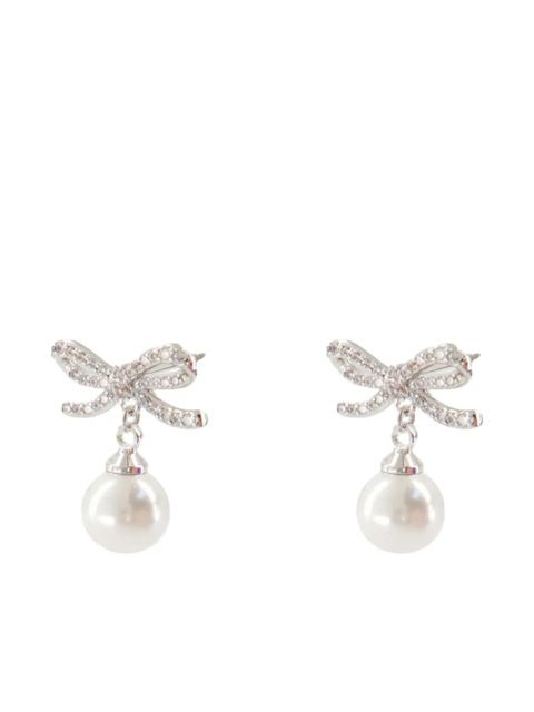 Self-Portrait bow-detail earrings - Silver